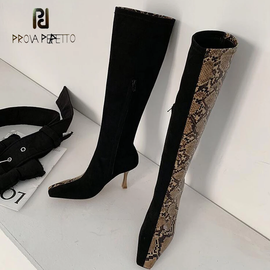 snakeskin square toe heels