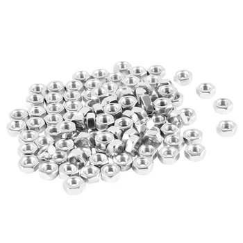 

KSOL 100Pcs M3 3mm Female Thread Hex Metal Nut Fastener Silver Tone