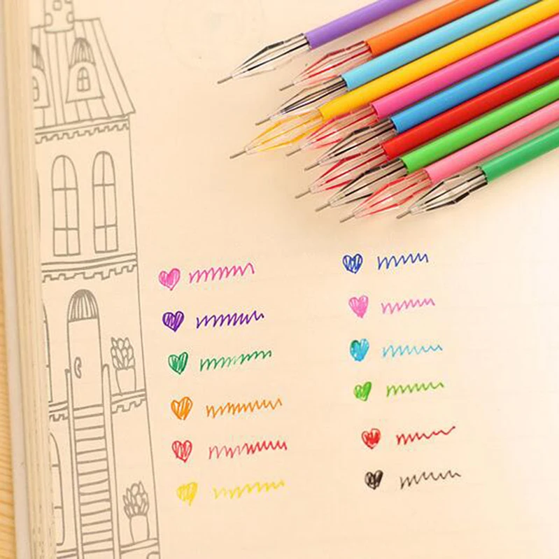 24 шт 0,38 мм милые яркие цвета тонкие 12 цветные чернила для гелевой ручки маркер ручка школьные офисные принадлежности Escolar Papelaria