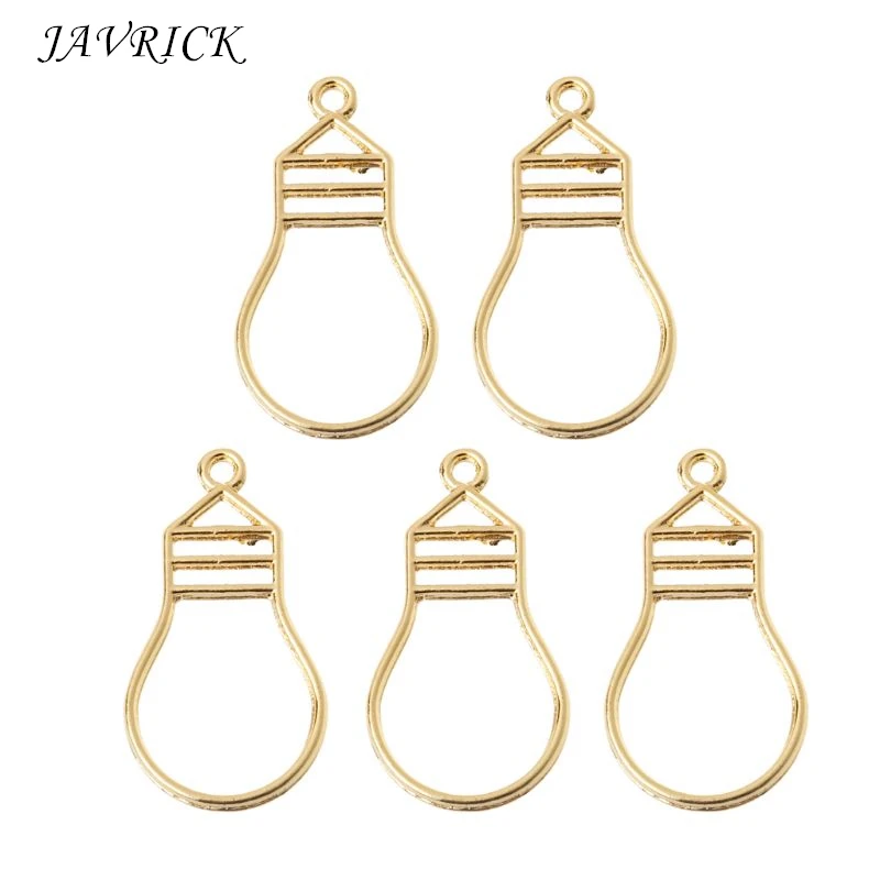 

5Pcs Gold Bulb Resin Blank Frame Pendant Open Bezel Setting Resin Jewelry Making