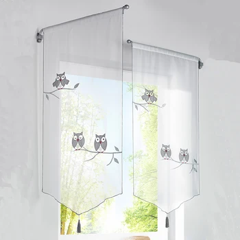 

New Arrival Curtains Roman Short For Kitchen Sheer For Finished Tulle Drapes Window Treatments Embroidered Voile
