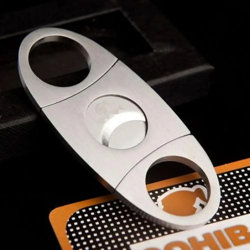 

Stainless Steel Double Blades Silver Pocket Cigar Cutter Scissors Shears