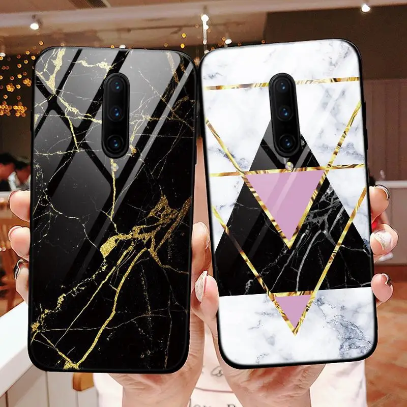 

Marble Luxury Tempered Glass Case For Oneplus 6 Cases Full Protection Coque For One plus 7 Pro 7Pro Phone Cover Funda Bumper