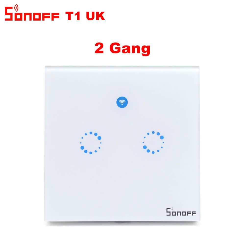 Itead Sonoff T1 UK Wifi настенный сенсорный переключатель беспроводной дистанционный светильник реле приложение управление Wifi умный переключатель работает с Alexa Google Home - Комплект: 2 Gang
