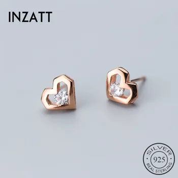 

INZATT Authentic 925 Sterling Silver Heart Zircon Stud Earrings 2018 Fine Jewelry For Women Engagement Party Cute Accessories