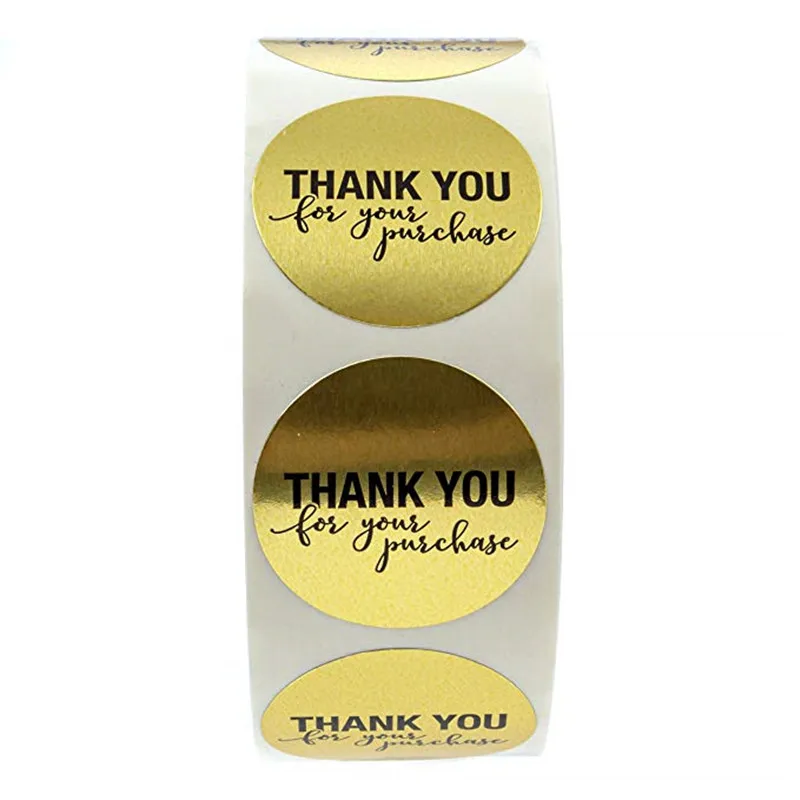 500/рулон золотой металлической фольги "спасибо за покупку" наклейки в форме сердца и золота Спасибо наклейки для свадебного украшения