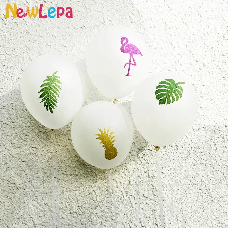 

DIY Pink Flamingo Pineapple Leaf Sticker With Latex White Balloons Bachelorette Bridal Shower Luau Tropical Summer Party Decor