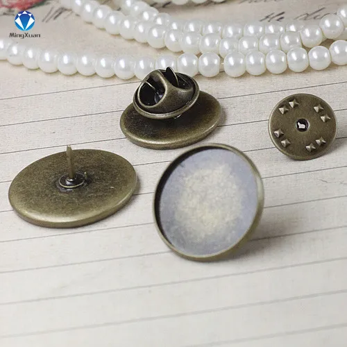 

MINGXUAN 10Sets/lot Antiue Bronze Inner 12/14/16/18/20mm Cameo Cabochons Tray Brooch Blank Base for DIY Jewelry C591