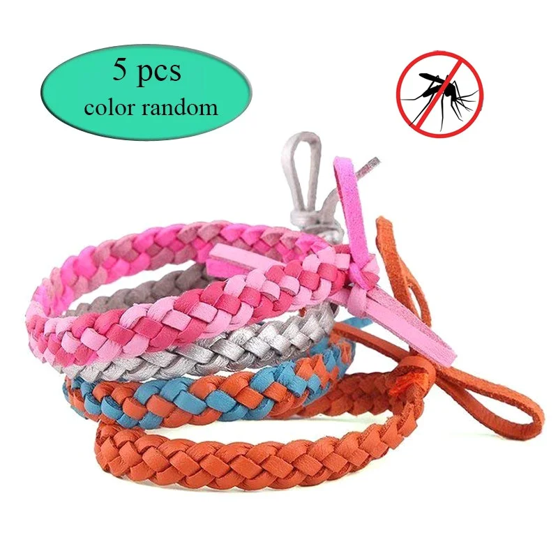 Mosquito Repellent Leather Bracelet Anti mosquito Woven Bracelet Multi