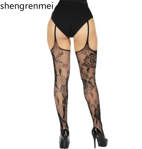 Shengrenmei женские колготки открытые большие размеры пикантные чулки черные