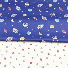 160 см* 50 см хлопок мультфильм темно-синий космический корабль планета бежевые звезды ткань для DIY детская простыня постельный принадлежности подушки домашний декор ручной работы