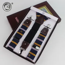 Мужские Винтажные повседневные подтяжки из натуральной кожи с 3 клипсами в западном стиле, мужские брюки на подтяжках