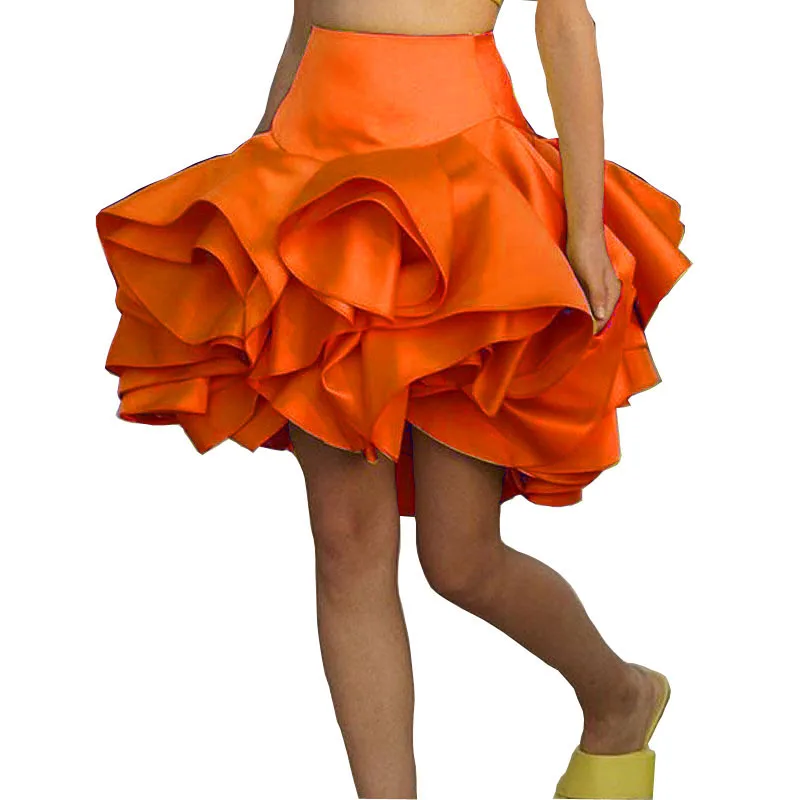 Милые юбки Женская куртка оранжевая юбка короткие юбки для девочек выше колена Faldas юбки для девочек с оборками