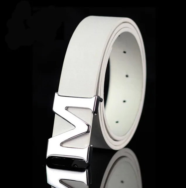 Luxury Brand M Grid Belts High Quality Men's Male Male Male Genuine Leather Real M Fixed Belt For Blue Breeze Pants white