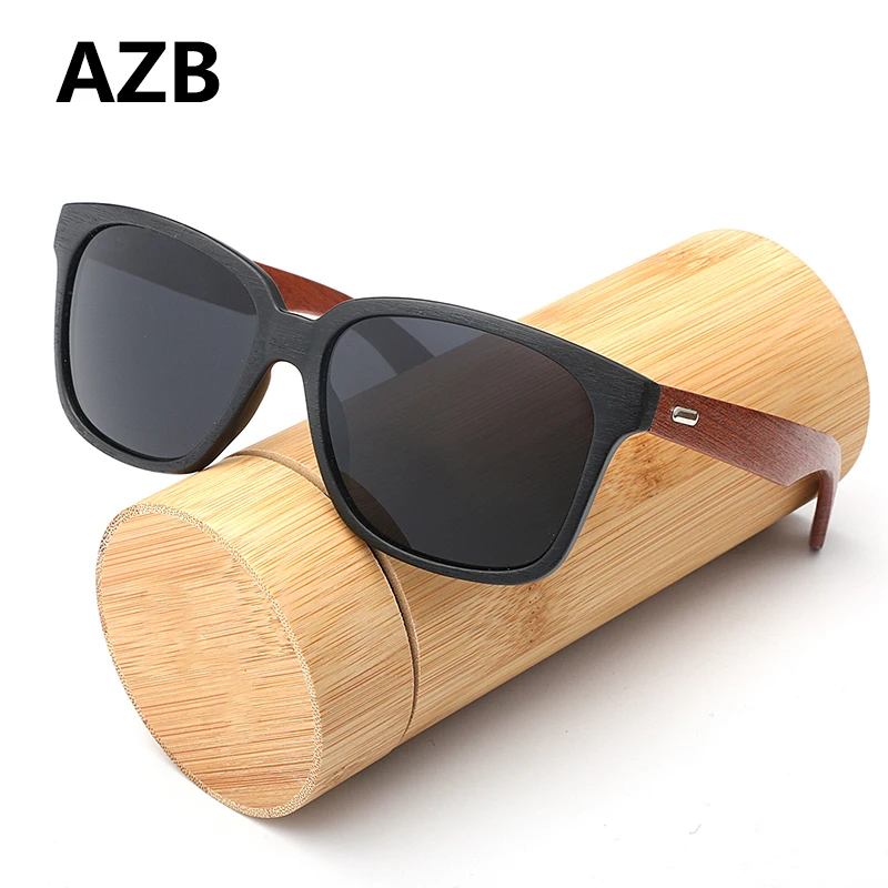 

AZB Polarized Bamboo Sunglasses Men Wooden Sun Glasses Women Brand Designer Black Brown Wood Glasses Oculos de sol masculino