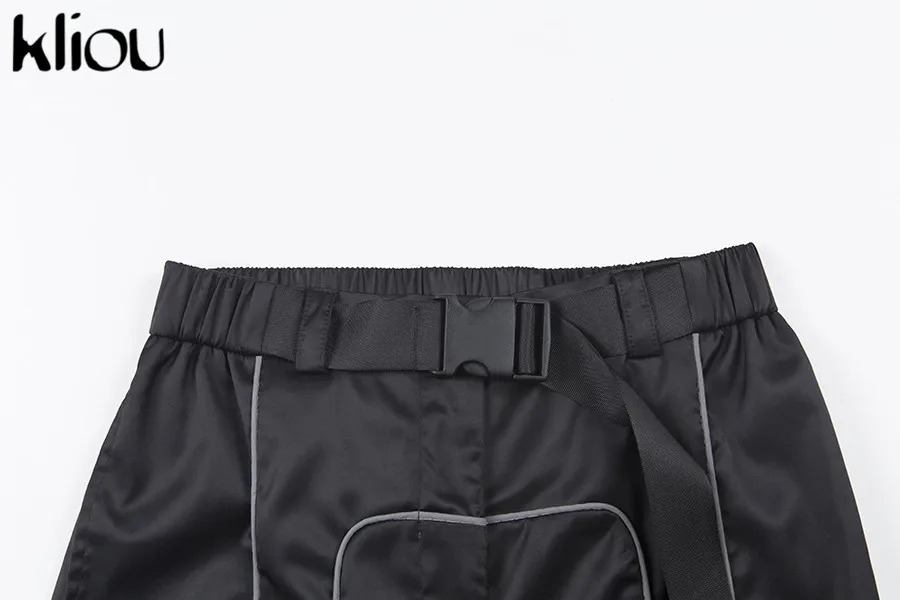 Kliou women fashion street Reflective patchwork cargo pants 2019 new arrival zipper fly with sashes pockets knitted trousers HTB118cSafvsK1RjSspdq6AZepXaE - Kliou women fashion street Reflective patchwork cargo pants 2019 new arrival zipper fly with sashes pockets knitted trousers