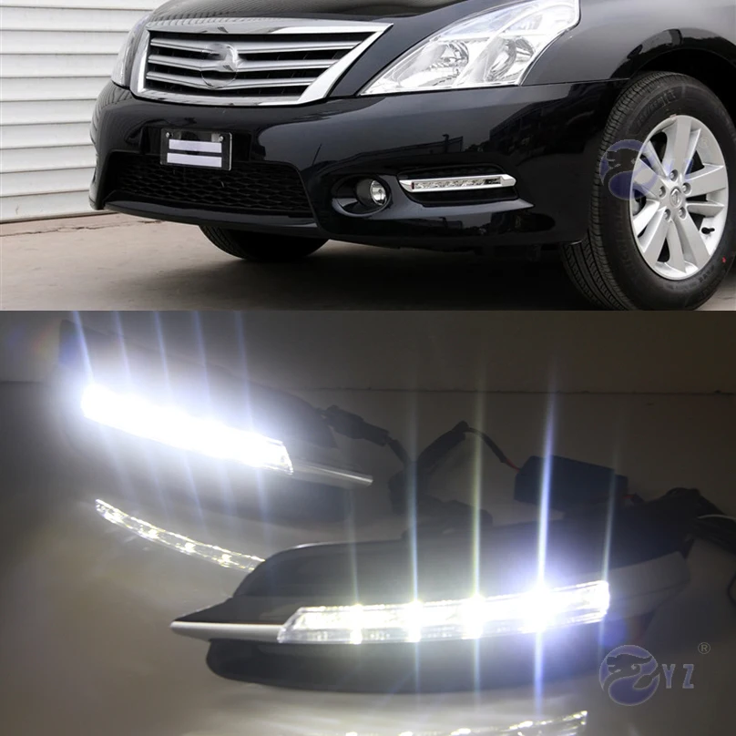 Автомобиль мигает 2 шт. drl для Nissan Teana 2011 2012 светодиодный DRL дневные ходовые огни дневного света Противотуманные фары крышка с желтым сигналом поворота