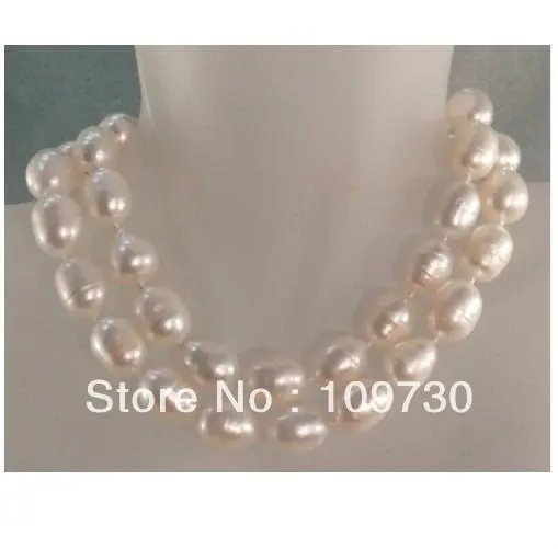 

Jewelry 001541 HUGE 35"11-13MM NATURAL WHITE SOUTH SEA BAROQUE PEARL NECKLACE 14KGP