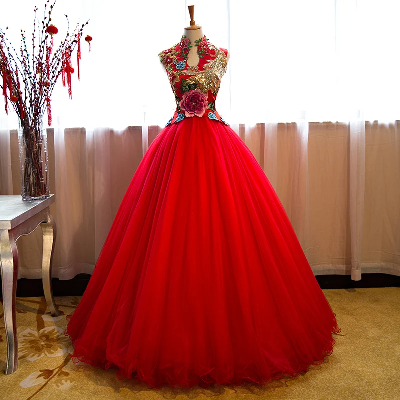 Красное Свадебное Qipao длинное вечернее платье для невесты, женское свадебное платье с вышивкой, китайское традиционное Cheongsam vestidos robe Chinoise