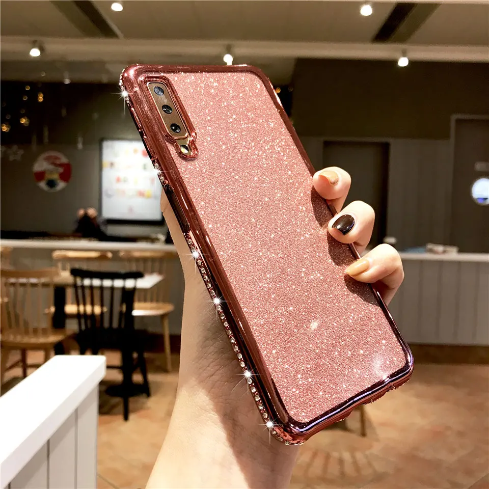 

For Samsung Galaxy A7 2018 Cover Diamond Case Note 9 8 S9 S8 Plus A5 2017 A6 A8 2018 Glitter Bumper S10 Lite TPU Full Protective