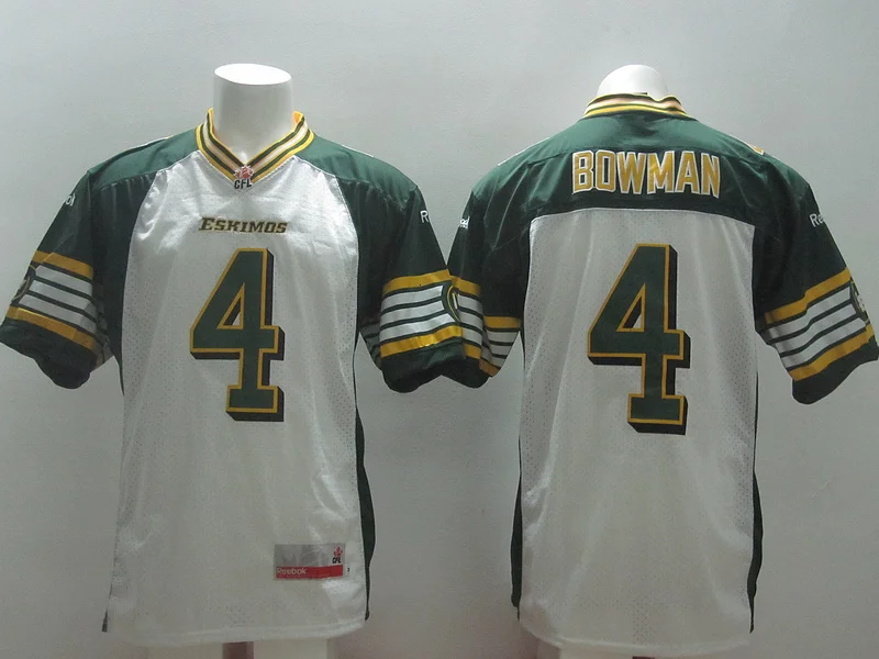 High Quality Mens Edmonton Eskimos CFL Jerseys 4 Adarius Bowman White