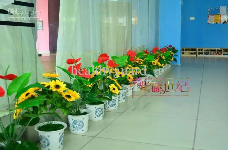 Simulation SunFlower 14 heads Sunflowers Artificial Silk Flowers Home Garden Decor 30pcs 20pcs