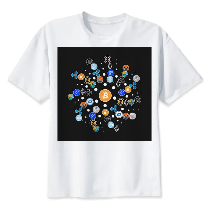 cryptocurrency T-Shirt Men Brand Clothing 2018 Summer New Short Sleeve T Shirt Men Fashion Floral Print Cotton Tees T1424