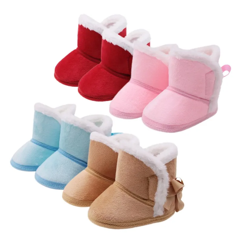 Красивые теплые зимние ботинки принцессы для новорожденных девочек, Нескользящие ботинки для малышей, обувь для маленьких девочек