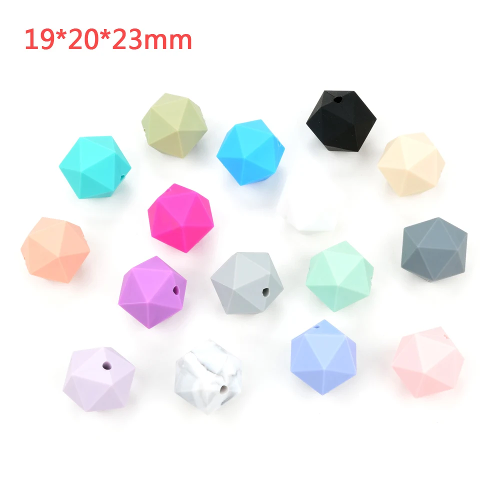 Teether에 대 한 실리콘 구슬 DIY 50 개/몫 Icosahedron 구슬 육각형보다 씹는 젖니가 남 목걸이 쥬얼리 만들기