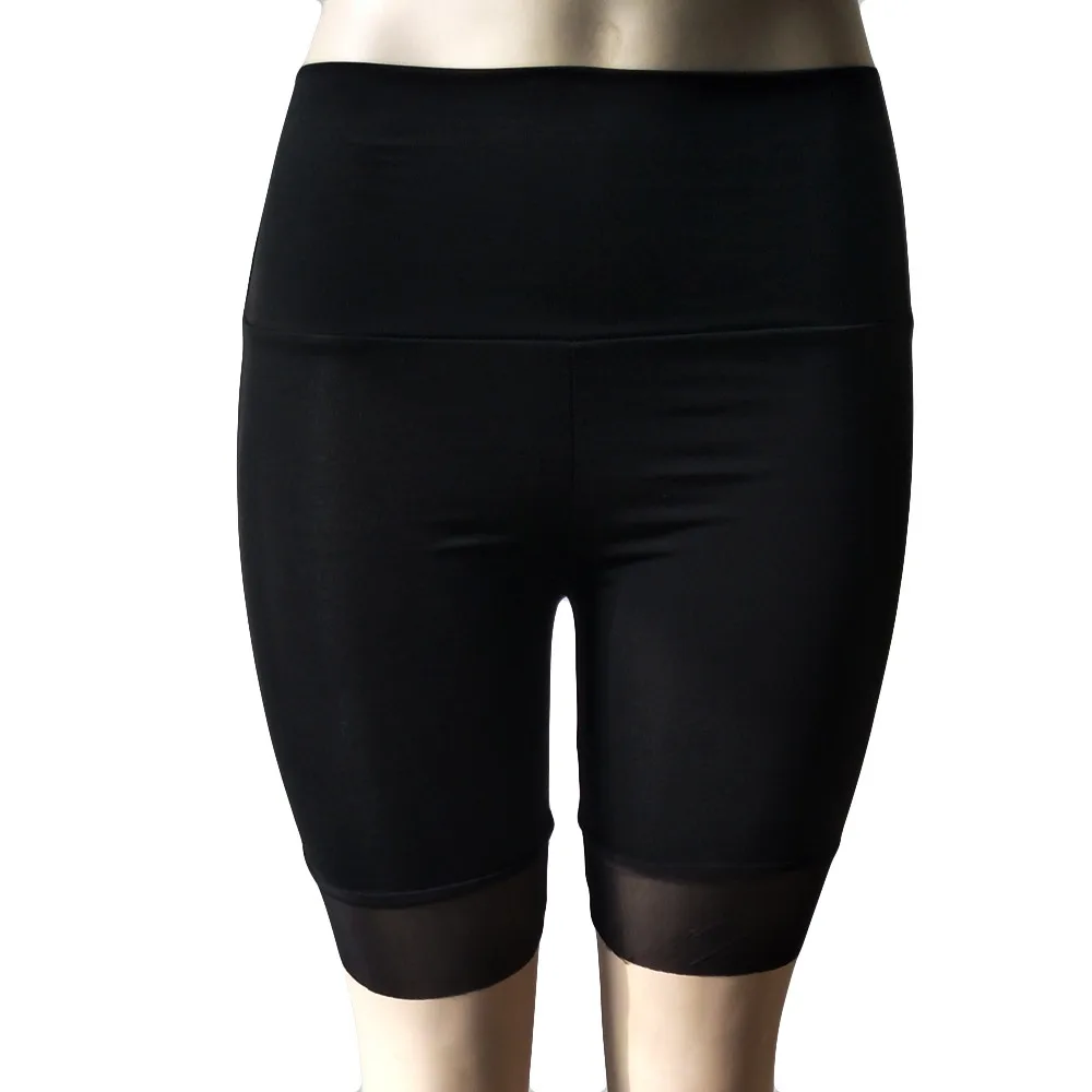 Новинка, женские шорты большого размера, высокая эластичность, сплайсированные Гренадин, шорты для спортзала, активного спорта, бега, спортивная одежда#925 - Цвет: Черный