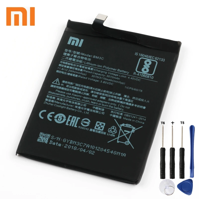 

Xiao Mi Xiaomi BM3C Phone Battery For Xiao mi 7 MI7 3170mAh BM3C Original Replacement Battery + Tool
