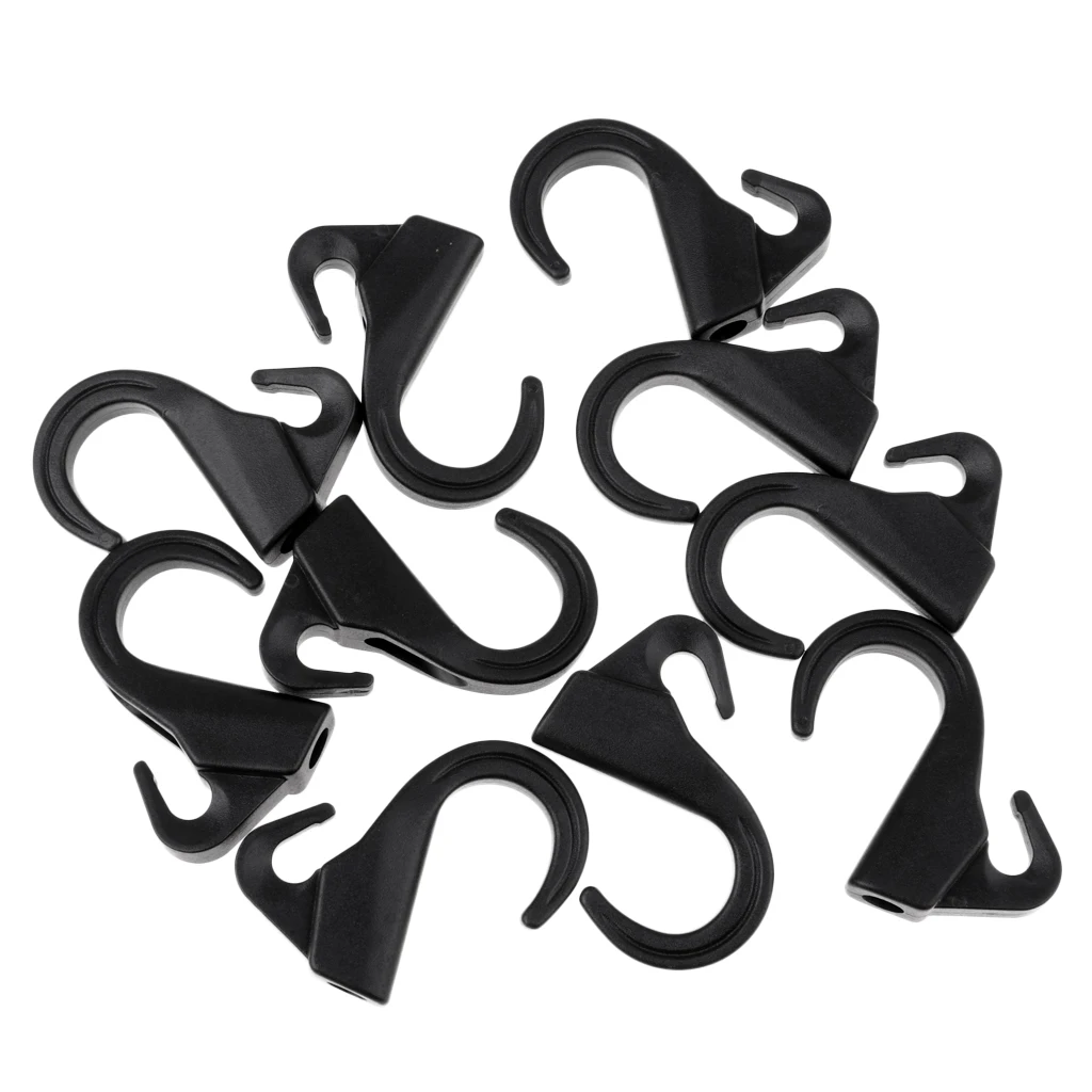 

10Pcs 5.5cm Strong Plastic Black Lashing Hooks Replacement For Kayak Boat Canoe Cargo Bungee Hook Anchor Accessories Black
