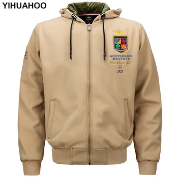 

YIHUAHOO Bomber Jacket Men Hooded Flight Army Pilot Cotton Printed Winter Autumn Coat Brand Clothing Military Jacket Men MP1613