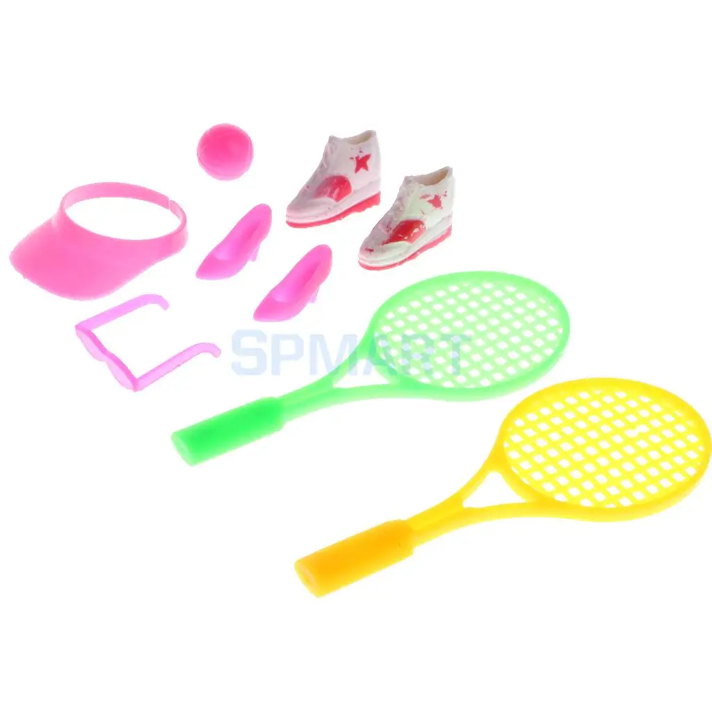 MagiDeal 1/6 Dollhouse Miniature Tennis Supplies Suit for Dolls House Garden Beach Sport Accs Furniture Decor Children Kids Toys