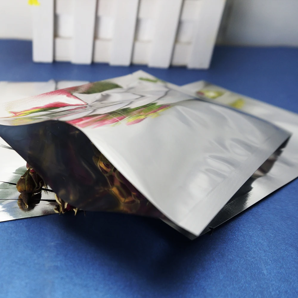 100pcs Silver Plating Aluminum Foil Flat Bags - Top Open Food Grade Heat Sealing Aluminized Plastic Pouch Powder / Sauce Package 3