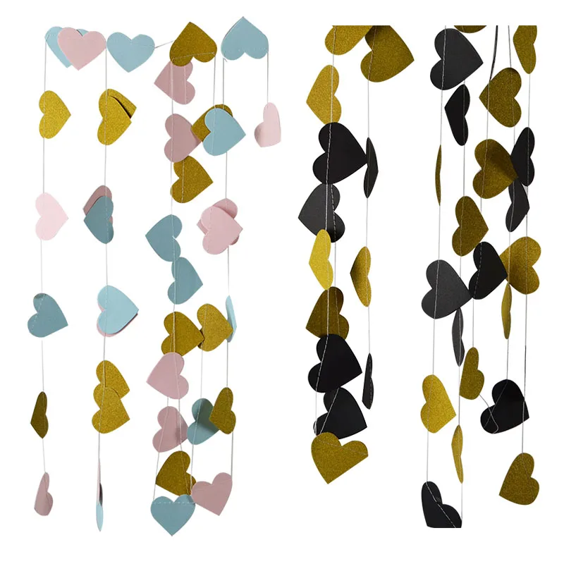 

3m Heart Shape Glitter Paper Garland Banner Hanging Garland Banner Wedding Party Decorative Baby Shower Party Decor Supplies 75Z