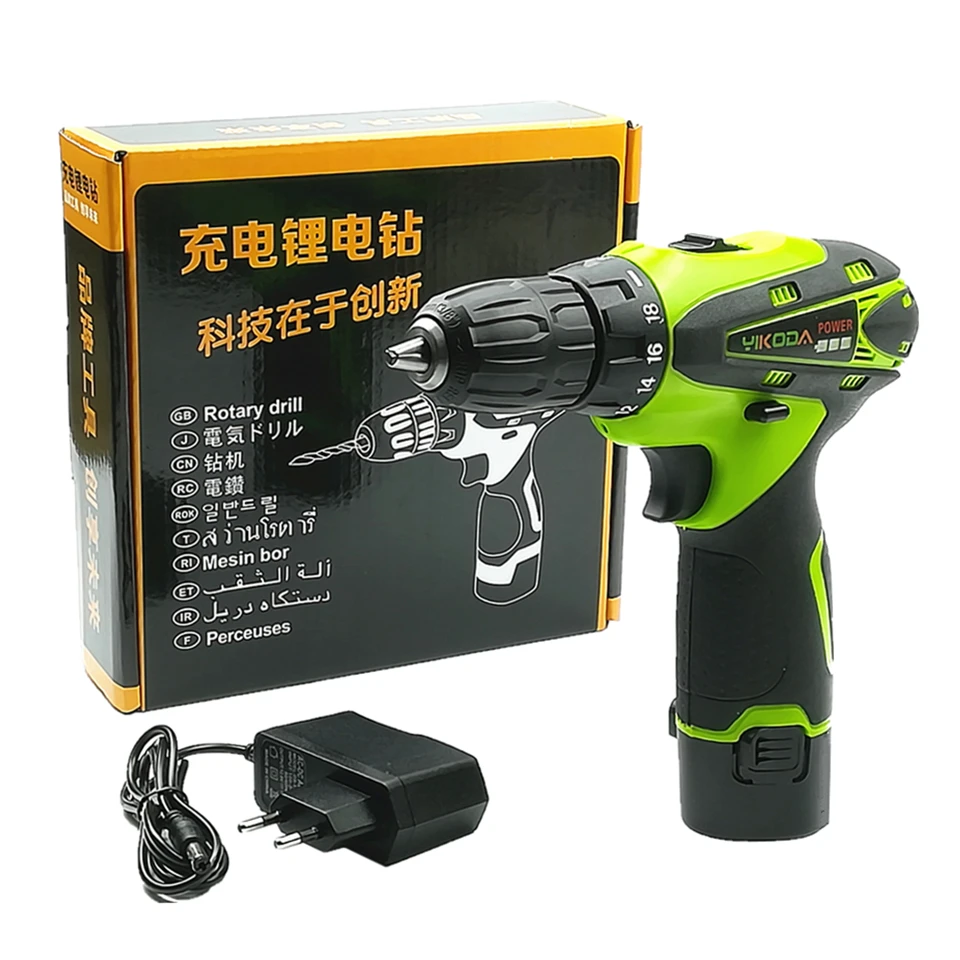 

YIKODA 12V Lithium Battery Cordless Driver Drill Household Rechargeable Electric Screwdriver Handheld Multi-function Power Tools