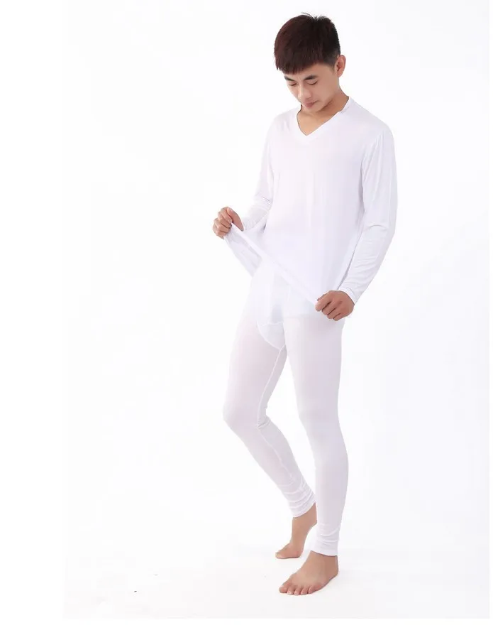 new arrival Manufacturers wholesale soft autumn winter men comfortable bamboo fiber cotton v-collar super large plus size XL-7XL best long johns for men