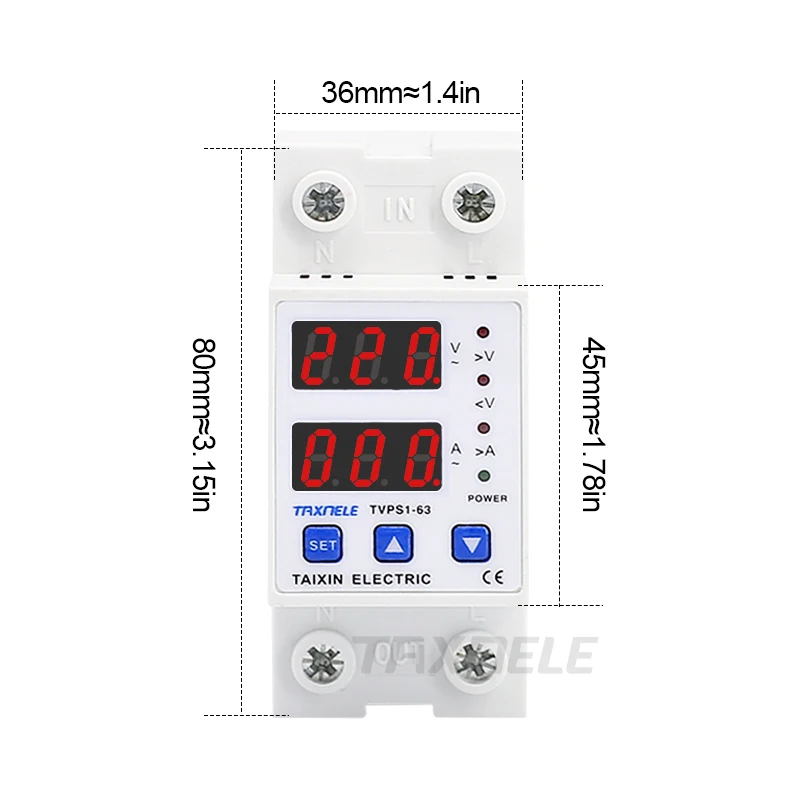 Din-рейка Регулируемая 63A 230V перенапряжение защитное устройство предохранитель реле с защитой от перегрузки по току