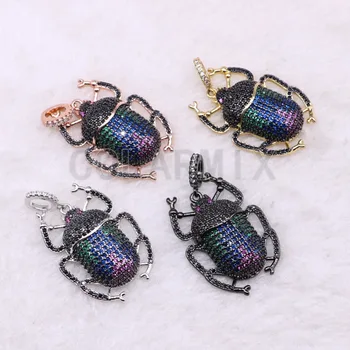 

Fashion big beetles micro pave colorful Zircon insect pendant Mix color cute corn beetles charms jewelry pendant fashion 3726