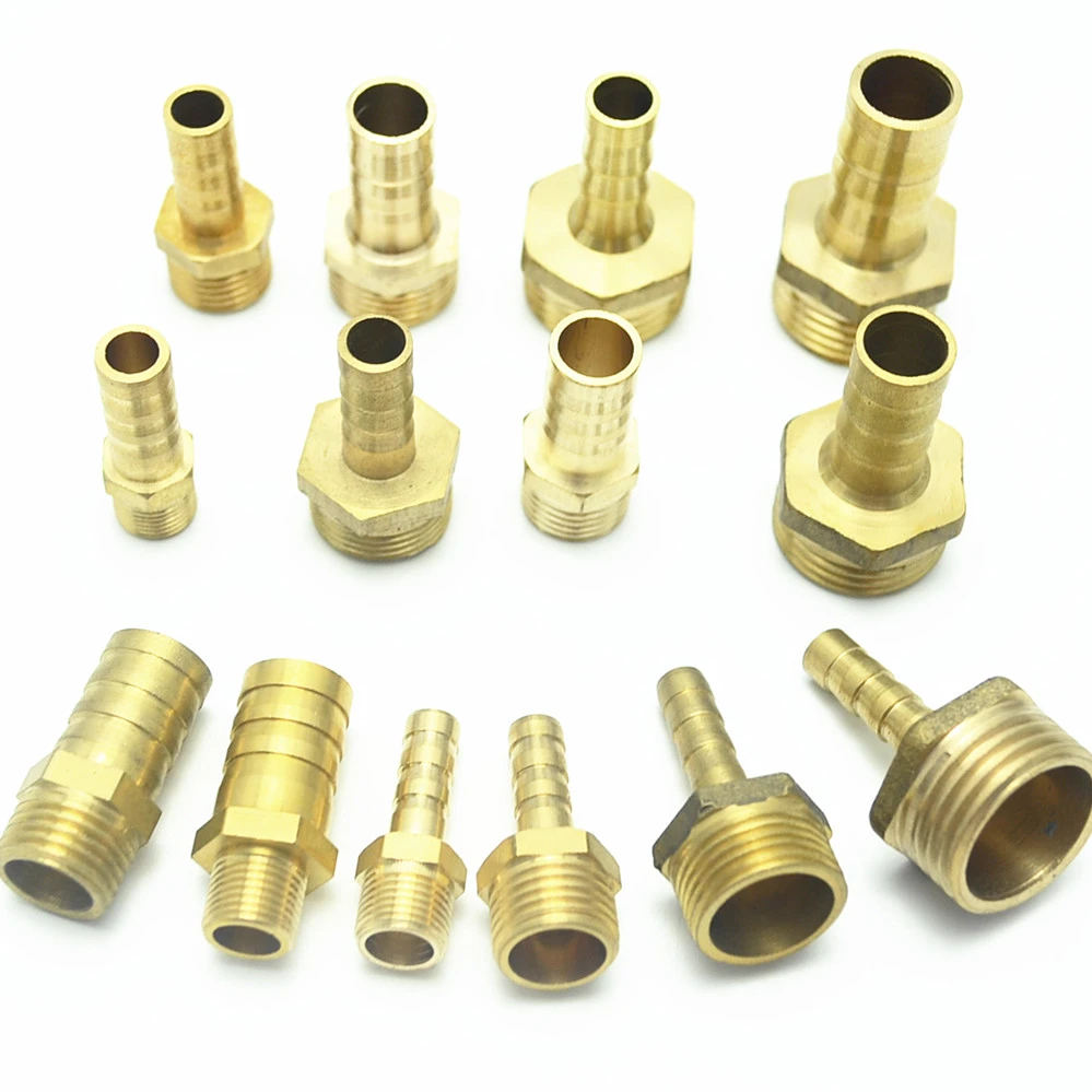 Color : 3/8, Size : 6mm Barb 1/8 1/4 1/2 3/8 BSP Male Connector Joint Copper Coupler Adapter Brass Pipe Fitting 4mm 6mm 8mm 10mm 12mm 19mm Hose Barb Tail 