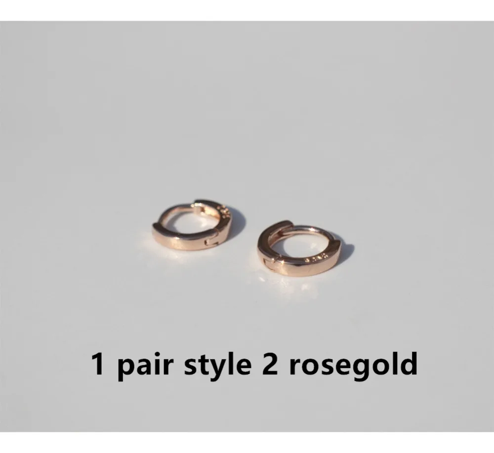 925 пробы Серебряное модное ультра-маленькое ушное кольцо в форме дуги, мини круглое ушное кольцо, простое дикое Трендовое женское и мужское ушное кольцо - Окраска металла: 1pair style2 rosegol
