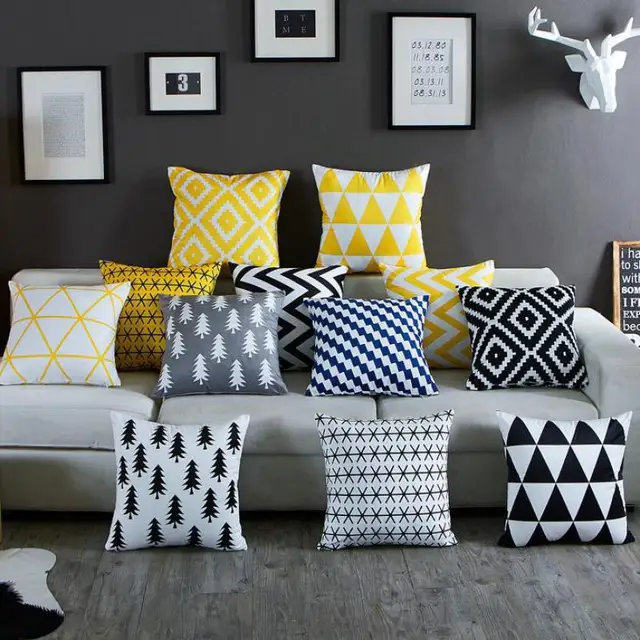 nordic simply geometric pillow home decor black and white striped