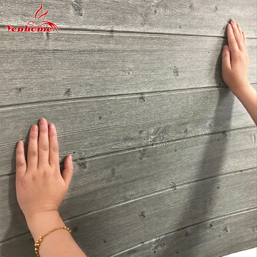 Etiqueta engomada de la pared de madera 3D decoración del hogar PE espuma impermeable revestimiento de pared autoadhesivo papel tapiz para sala de estar dormitorio 3D pared panel