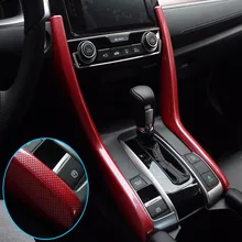 Красное углеродное волокно панель приборной панели внутренняя панель коробки передач Боковое покрытие литье под давлением LHD для Honda Для Civic 10th