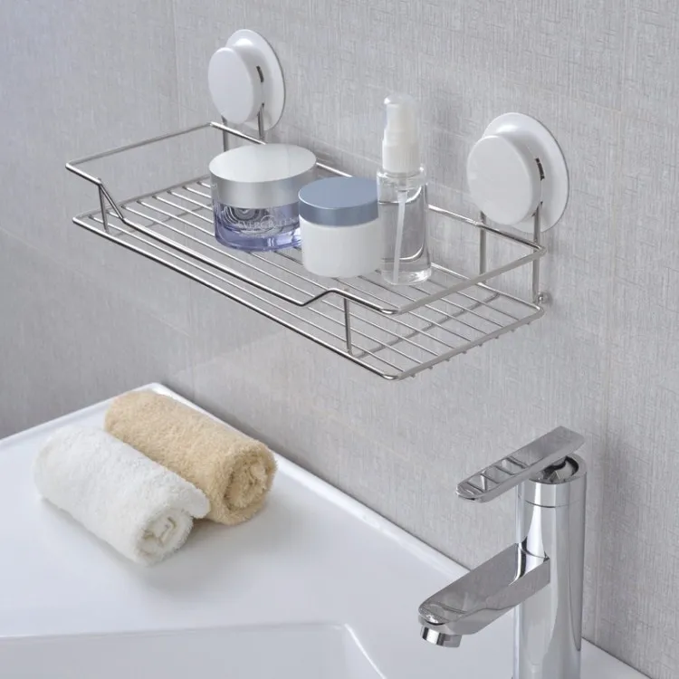 Ventosa baño estante de acero inoxidable estante de la pared para baño