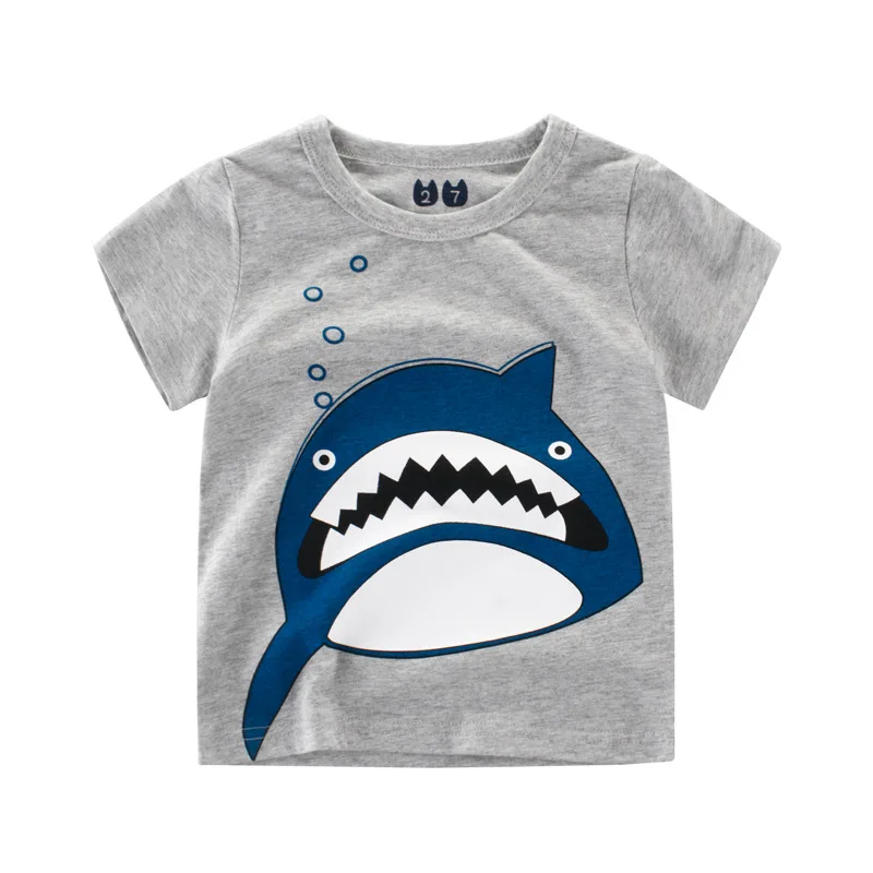 

2019 Summer Boys Short Sleeve T-shirts Cartoon Animals Print Girls Cotton Tops Tees Kids T-shirts For Boys Children Clothes