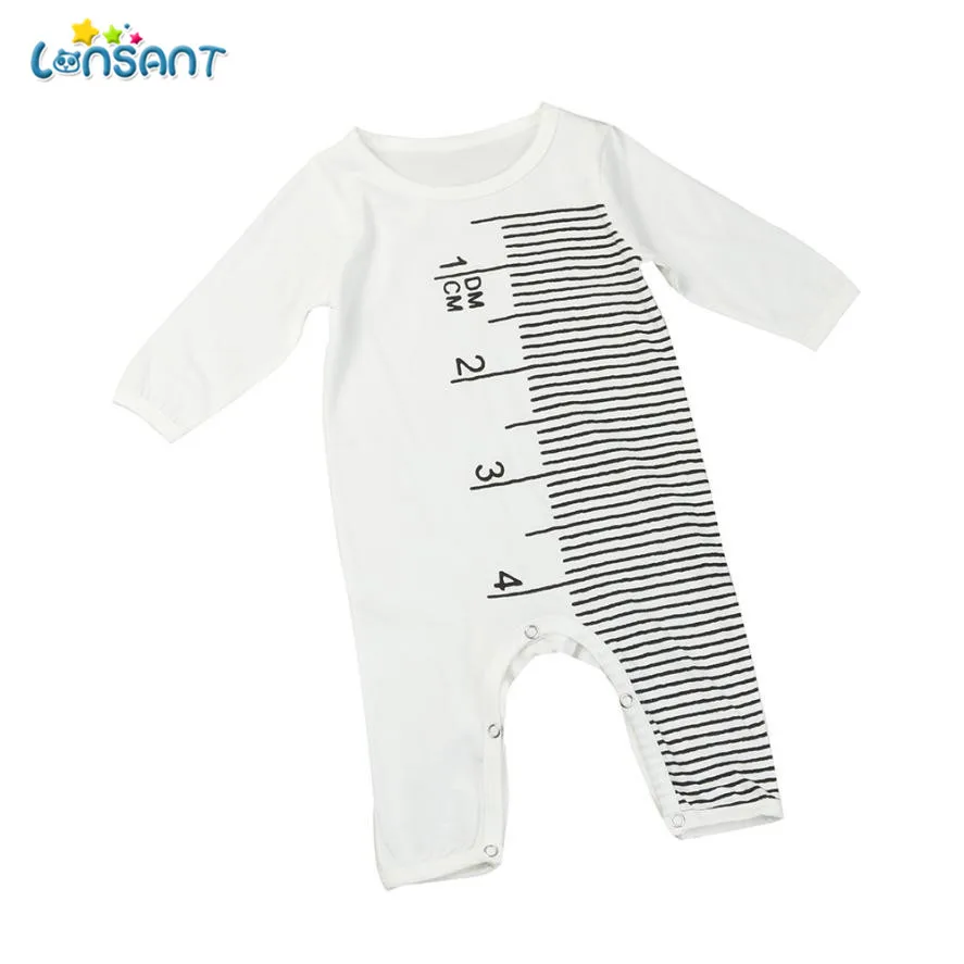 

LONSANT Baby Rompers Autumn Roupas Infant Jumpsuits Boy Clothing Sets Ruler Pattern Romper Spring Cotton Baby Girl Clothes E0740