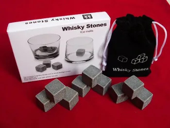

New arrival hotsale whiskey stones 9pcs (1 sets) velvet bag whisky rocks whisky stones beer stone whisky ice stone Free shipping