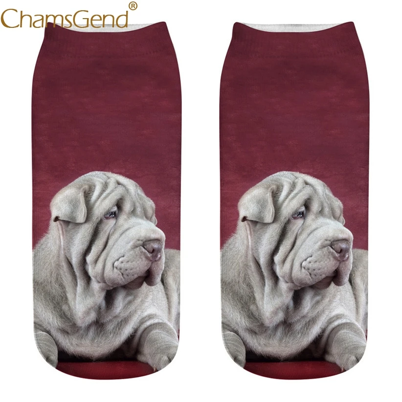 

Chamsgend Funny Socks Women Girls Casual SharPei Dog 3D Print Cotton Socks 80228